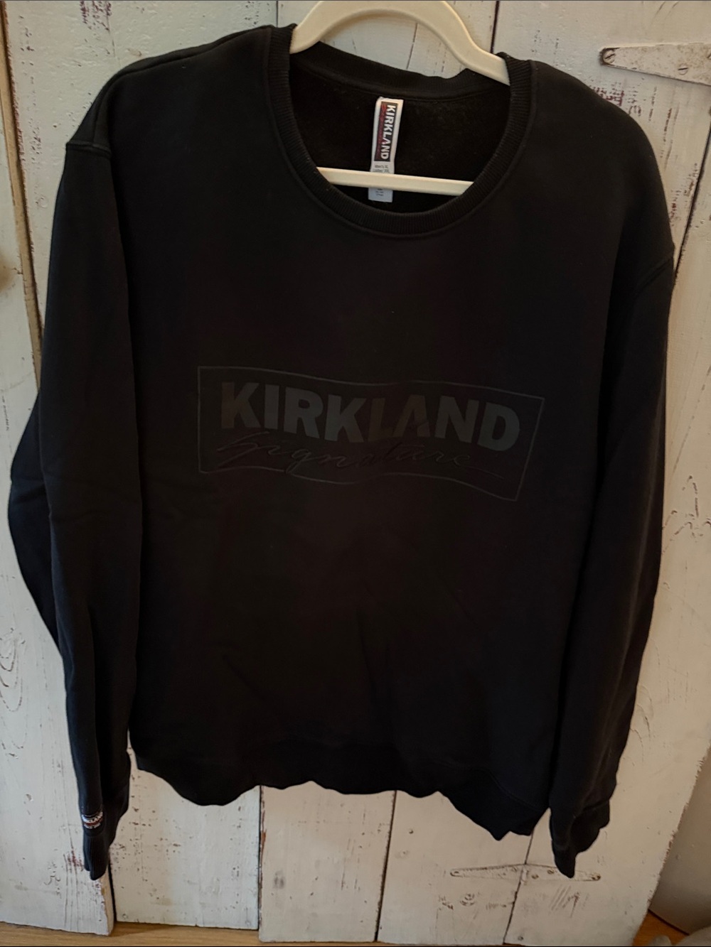 Kirkland Signature Men's Black Crewneck Sweatshirt with Tonal Logo